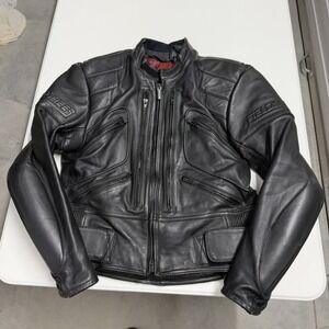 Fieldsheer Mens Black Leather Motorcycle Jacket Padded Armor Biker Racing Coat